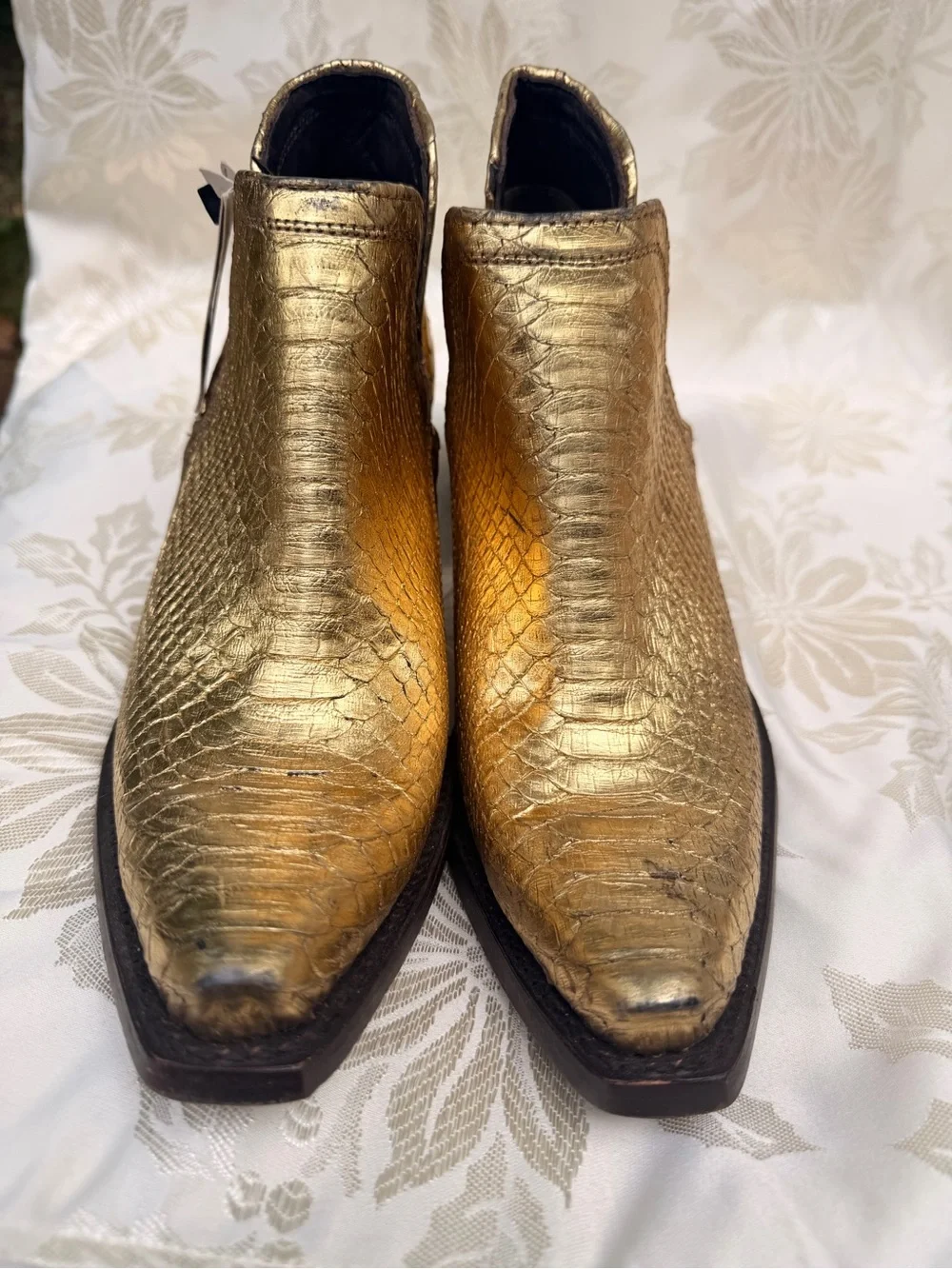 Ariat Womens Gold Python Leather Ankle Boots